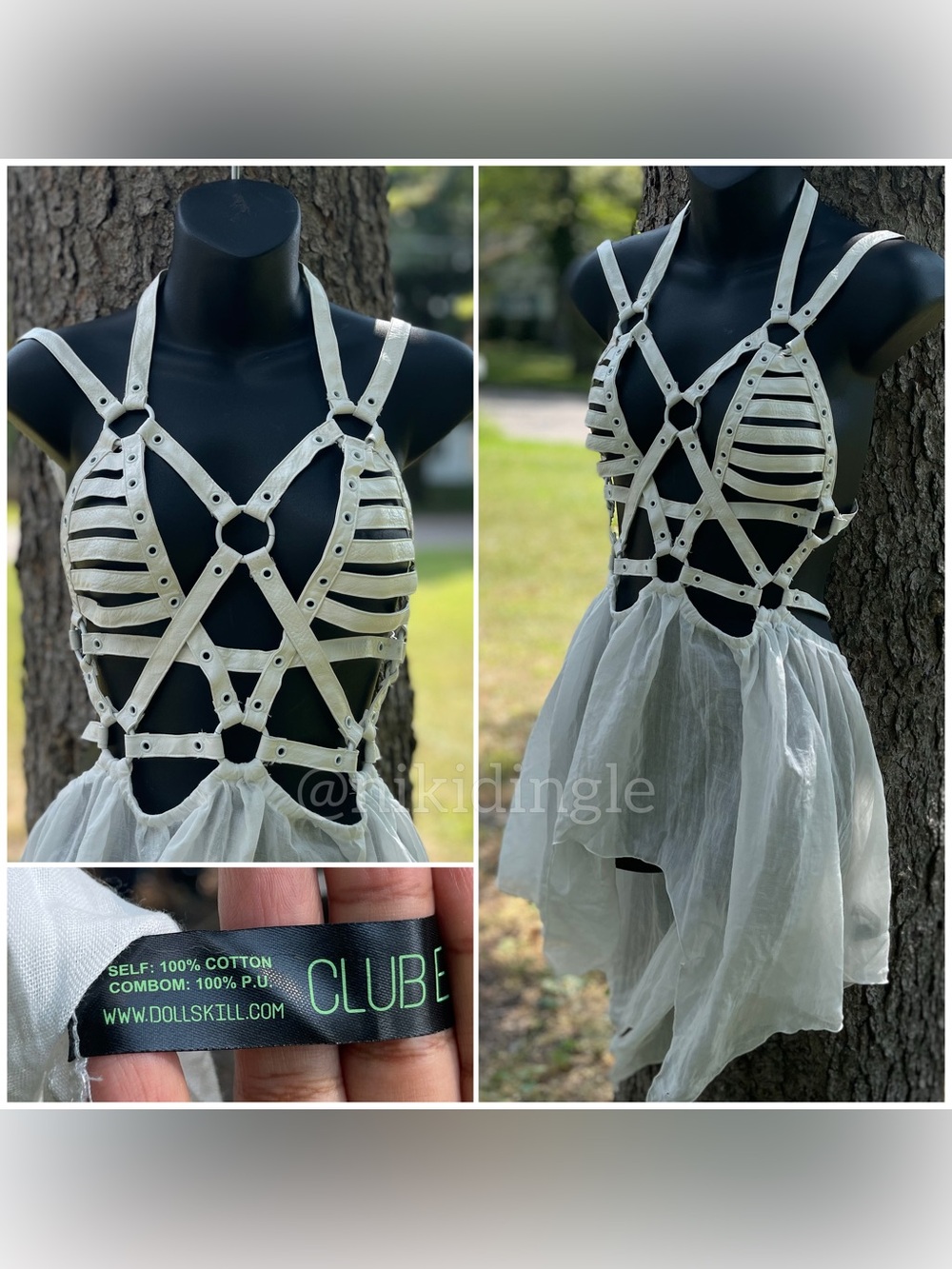 $69 NEW Dolls Kill Club Exx Celestial RingMaster Mini fairy Dress Cage Punk Goth - Picture 5 of 10